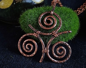 Celtic Triskelion Pendant – Copper Wire Wrapped Necklace – Celtic Jewelry Gift – Pagan Symbol Necklace