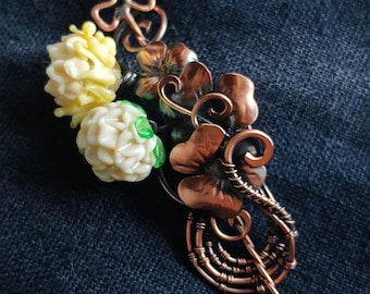 Copper Shamrock Pin – Irish Luck Gift For Her – Cottagecore Botanical Brooch