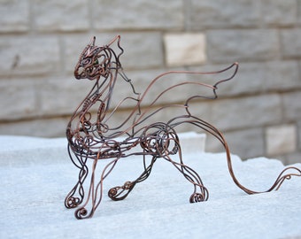 Dragon Sculpture - Mini Real Wire Wrapped Dragon - Metal Dragon - Copper Dragon - Herbal Keeper