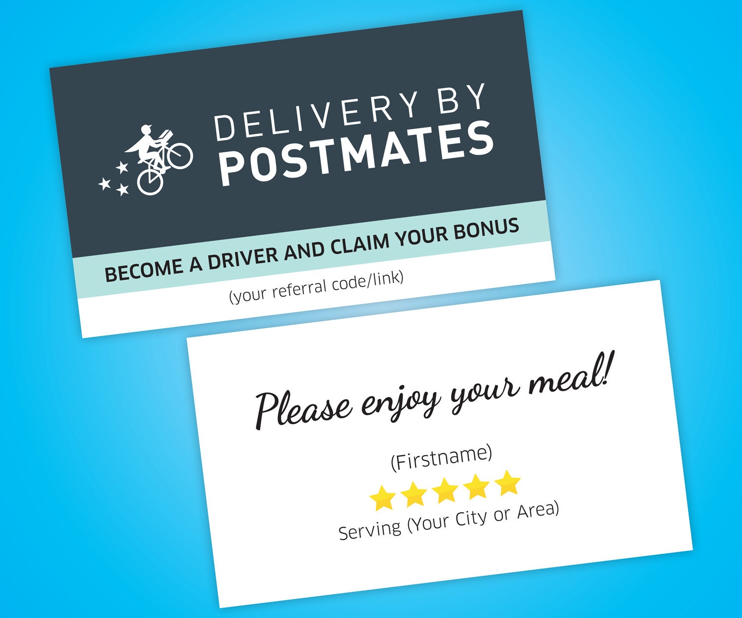 Postmates 5 Star Business Cards Car Accessories Delivery Etsy