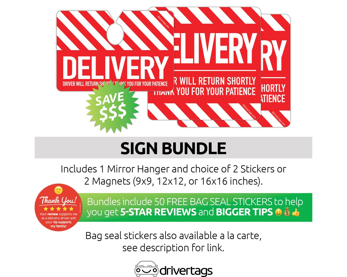 Delivery Driver Signage BUNDLE DISCOUNTS Amazon Caviar Etsy