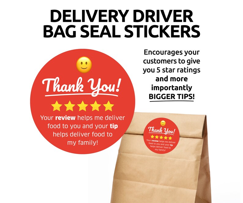 Delivery Driver Bag Seal Stickers Doordash Grubhub Etsy