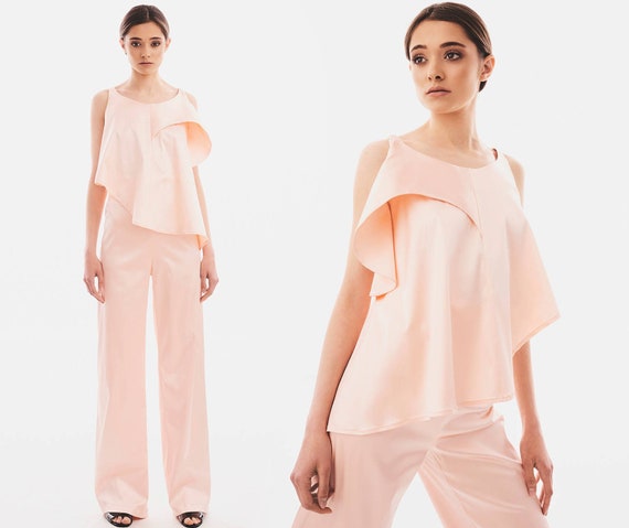 plus size blush pantsuit