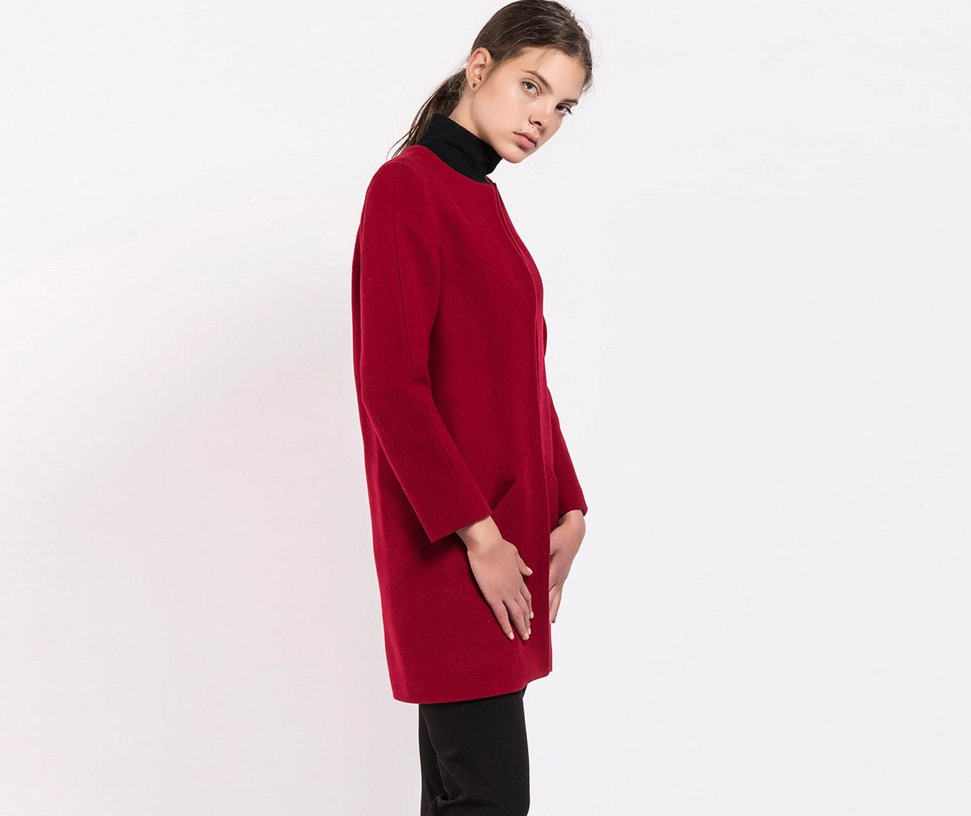 red winter coat plus size