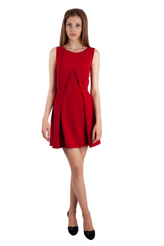 red evening dress short
