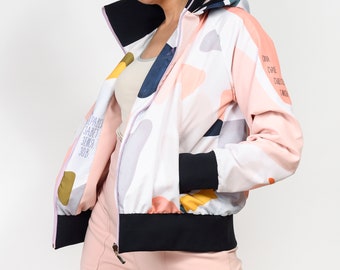Casual Jacket, Bomber Summer Jacket With Designer Print, Jacket Women, Abstract Print, Camouflage Print, Bomber Jacket Outfit, Pink Jacket