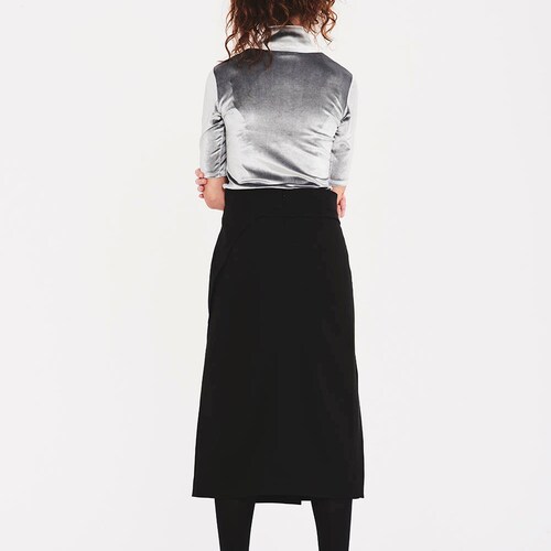 Women Skirt shops with High Waist Pattern, Midi Skirt, Office Skirt, Minimalist Clothing, Slit Skirt, Classic Skirt, Casual Skirt, Wool Skirt