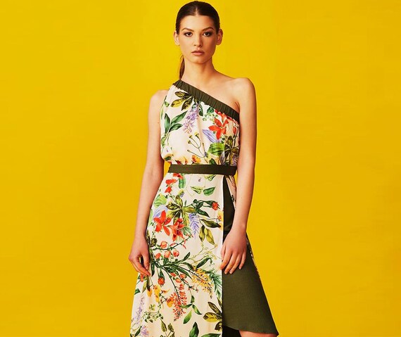 Floral One Shoulder Dress For Summer Printed Dress Plus Size | Etsy