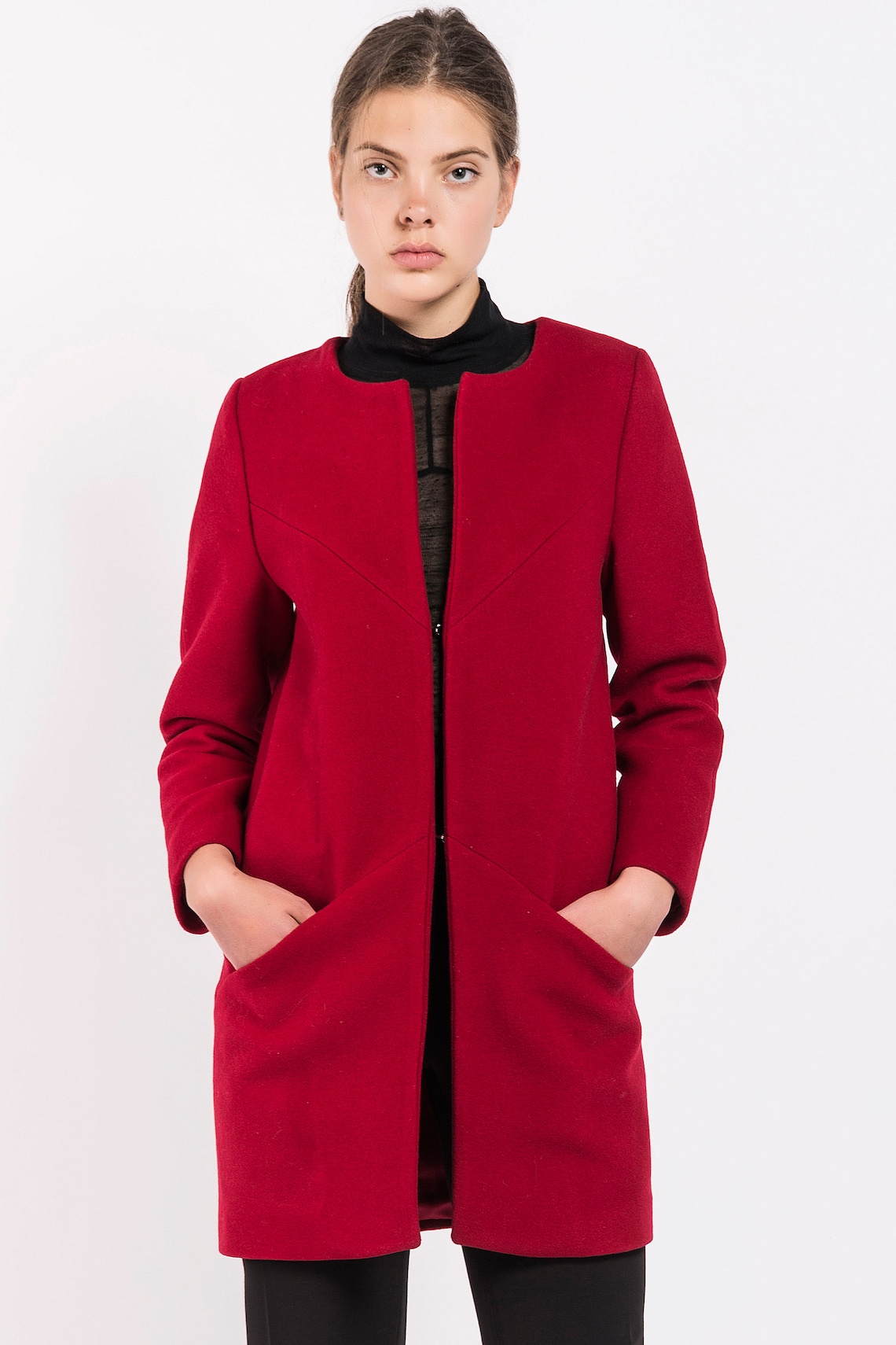 Red Coat Plus Size Coat Wool Coat Winter Coat Women Coat Etsy