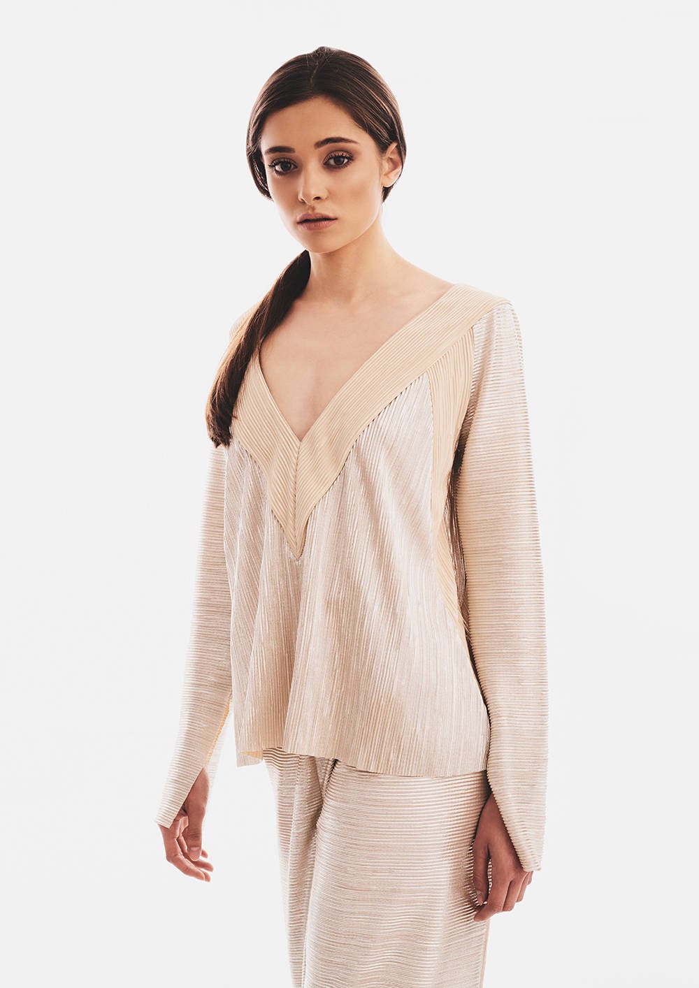 Women Cream Blouse Plus Size Elegant Blouse V Neck Women Etsy