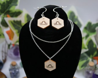Libra Earring and Necklace Zodiac Set