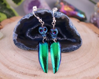Skull and Jewel Wing Earrings