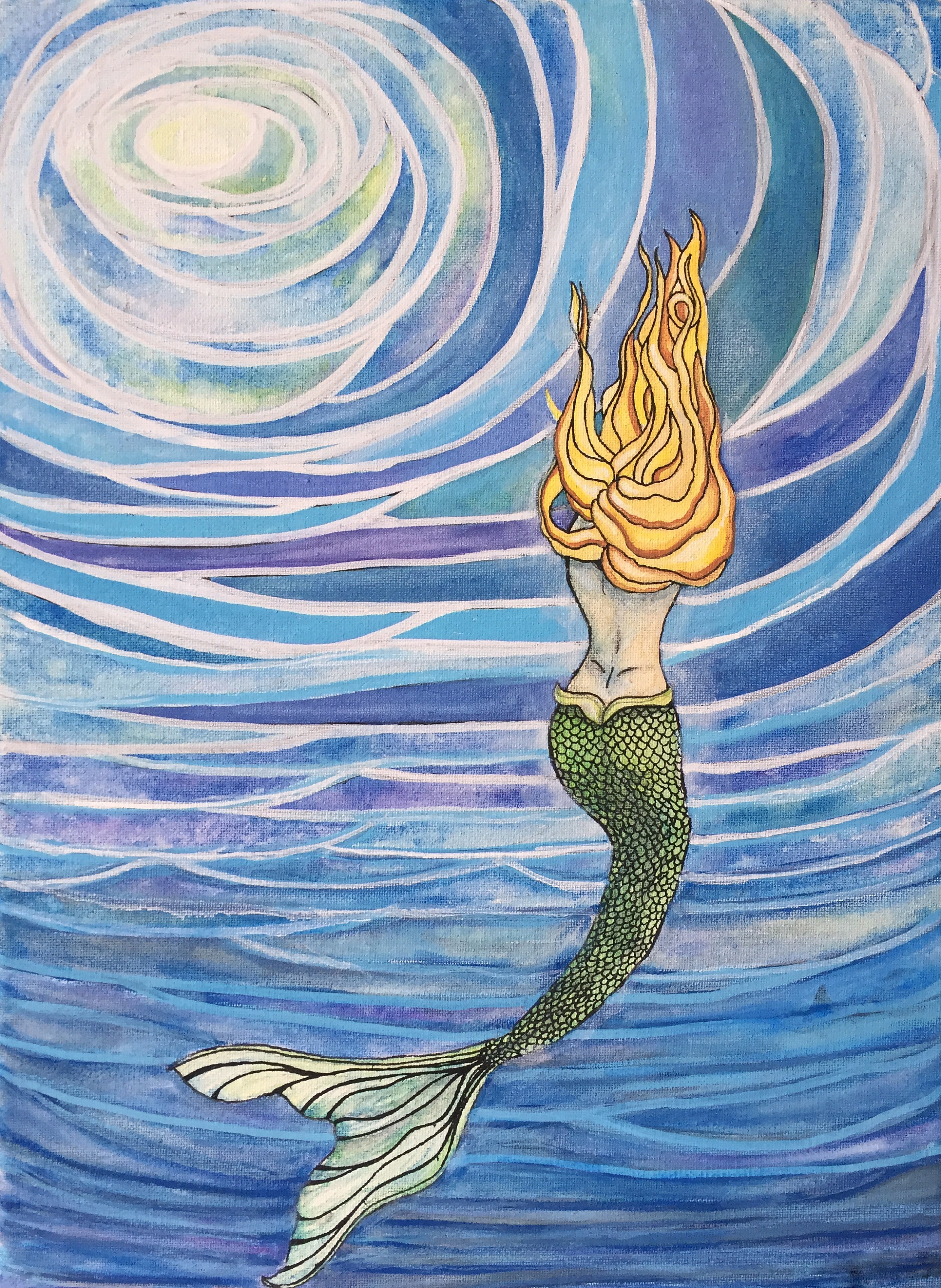 Mermaid on sale acrylic painting