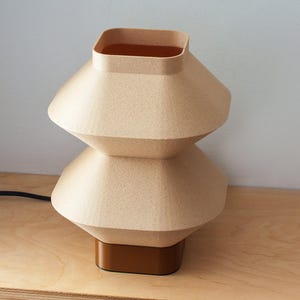 Unique Gift Idea Wooden Desk Lamp Eco Friendly Design Oak Material Construction Biodegradable Components Perfect Bedroom Lighting Ambient Light Source Reading Lamp Solution Contemporary Styling Modern Aesthetic Appeal Handcrafted Studio