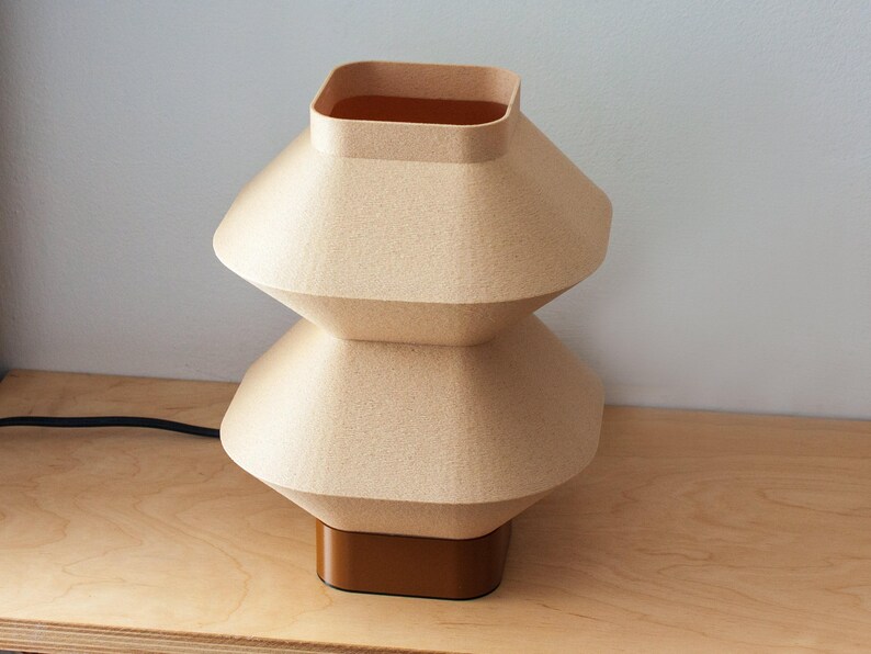Unique Gift Idea Wooden Desk Lamp Eco Friendly Design Oak Material Construction Biodegradable Components Perfect Bedroom Lighting Ambient Light Source Reading Lamp Solution Contemporary Styling Modern Aesthetic Appeal Handcrafted Studio