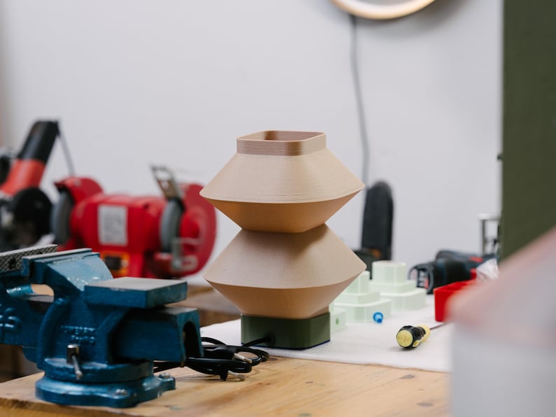 Handmade Table Lamp Oak Wood, Japandi Bedside Light, Eco Biopolymer, Sustainable, Warm Light, Made to Order, Minimalist Design image 11