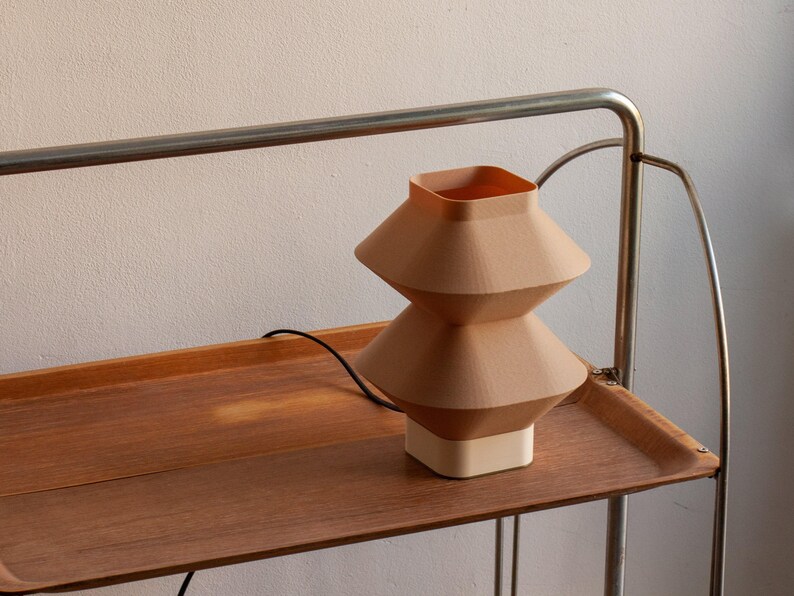 Handmade Table Lamp Oak Wood, Japandi Bedside Light, Eco Biopolymer, Sustainable, Warm Light, Made to Order, Minimalist Design image 6