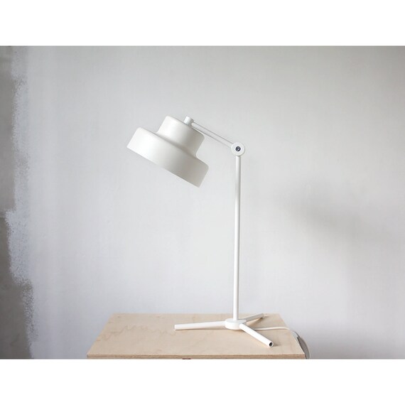 Tripod Table Lamp In White Metal Desk Industrial