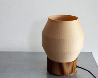 Houten tafellamp, duurzaam ontwerp, 3D-geprinte lamp