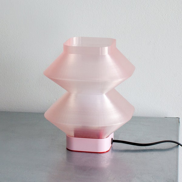 Lampe de table moderne, couleur rose bonbon, passion et romantique, lampe de chevet, durable et imprimée en 3D, matériaux respectueux de l'environnement, mini bureau