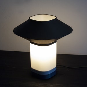 UMBRELLLA Bedside Lamp, Shade of Wood, Ebony, Small Light, Modern, Sustainable, Wabi Sabi, Japandi
