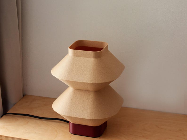 Handmade Table Lamp Oak Wood, Japandi Bedside Light, Eco Biopolymer, Sustainable, Warm Light, Made to Order, Minimalist Design image 7
