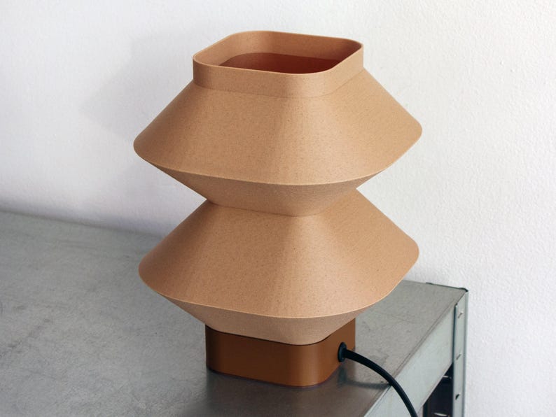 Handmade Table Lamp Oak Wood, Japandi Bedside Light, Eco Biopolymer, Sustainable, Warm Light, Made to Order, Minimalist Design image 10