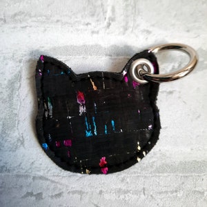 Keychain dark rainbow cork &quot;Kitty&quot;