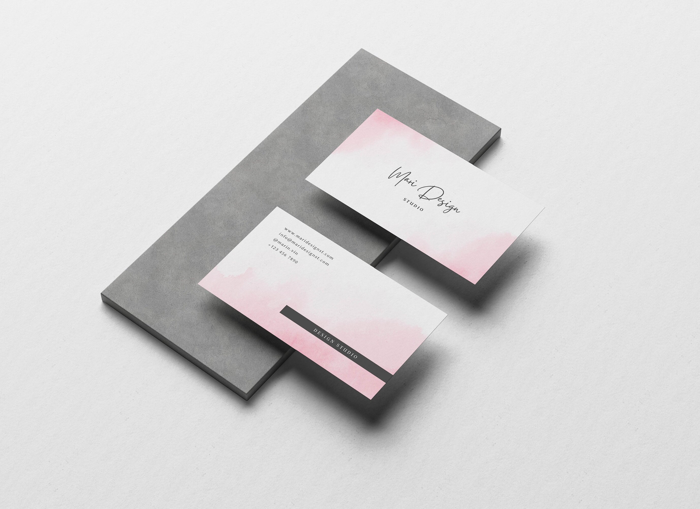 CANVA Professional Business Card Template Watercolor Etsy