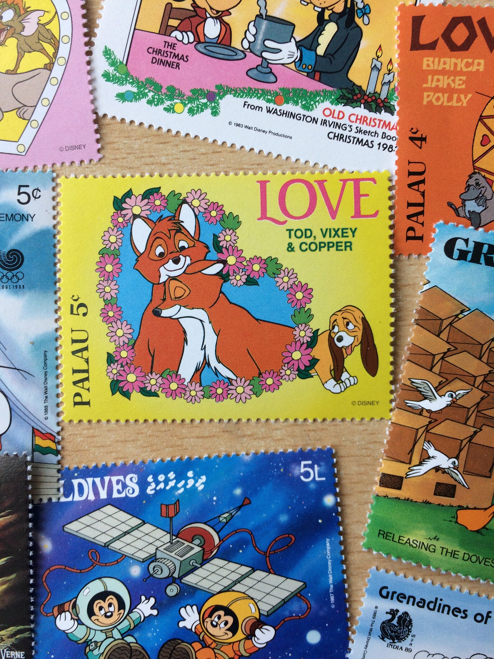Disney Postage Stamps Worldwide Used For Junk Journals Travel Etsy