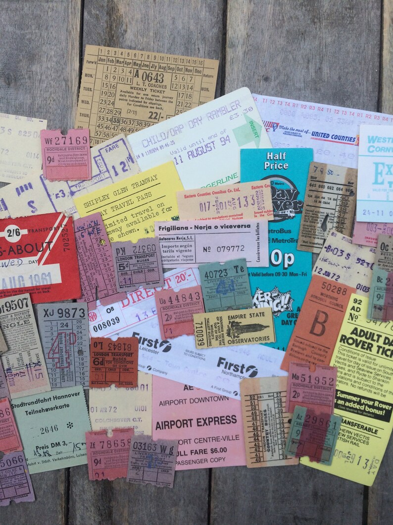 Vintage Assorted Bus Tickets Pack Of 25 Tickets Scrapbooking Etsy