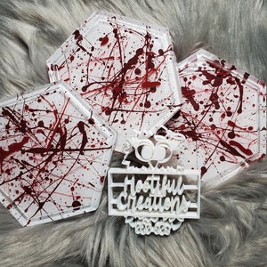 Horror Blood Splatter coasters, blood, True Crime, Crime Junkies, custom , Free Shipping