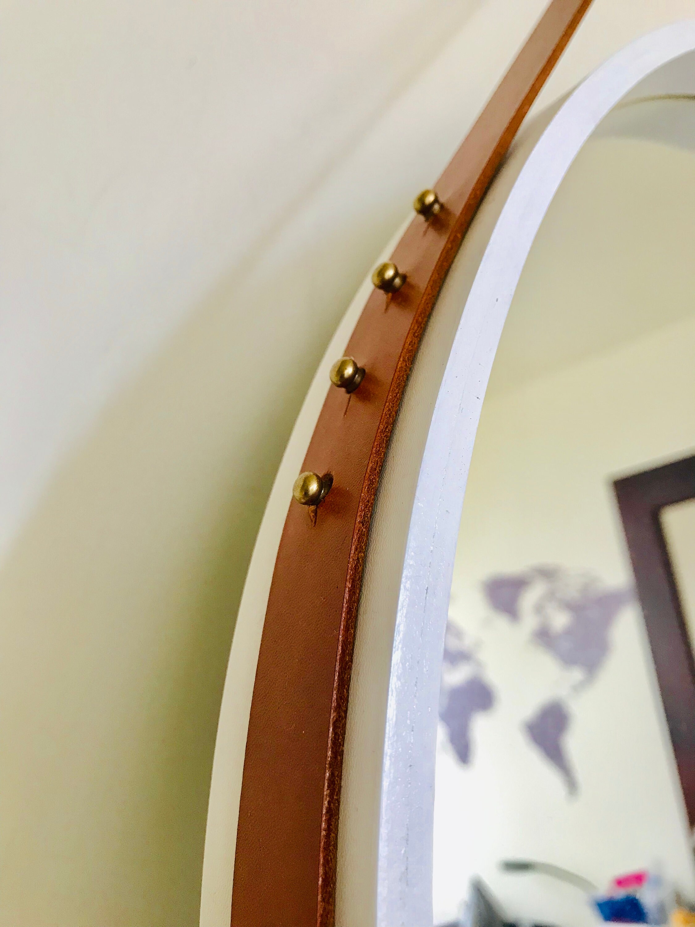 Beautiful leather mirror two colors. Handmade Leather round Etsy