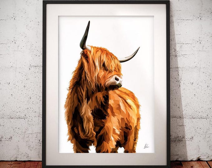 Biglietto Di Auguri Artery8 Con Mucca Highland Scozzese - Quadro A Olio - Per Compleanno, Donna, Mamma, Nonna, Sorella, Amica