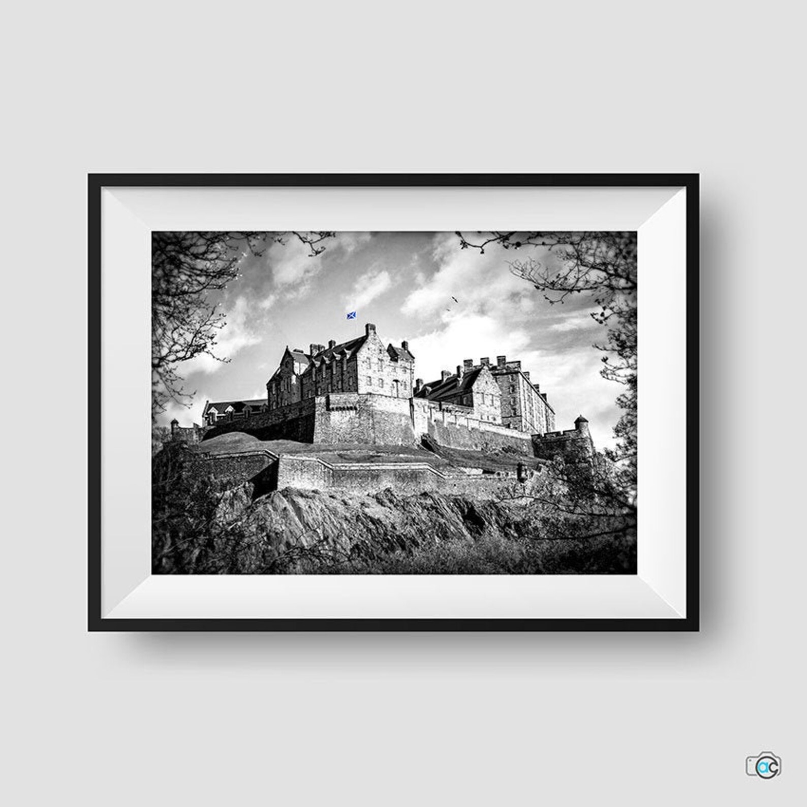 Edinburgh Castle Print Edinburgh Black and White Photography Etsy