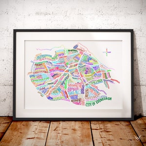 Carte d'Édimbourg - Impression d'Édimbourg - Art d'Édimbourg - Impression d'Écosse - Cadeau d'Édimbourg - Cadeau écossais - Art de voyage - Impression d'art carte d'Édimbourg