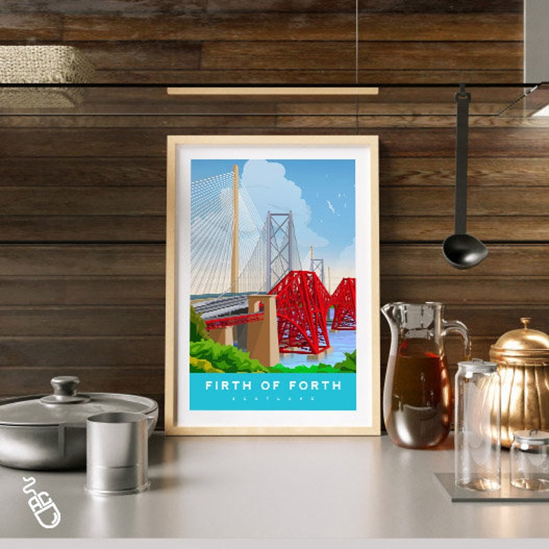 Forth Bridges Print Three Bridges Print Edinburgh Art | Etsy