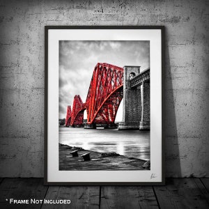 Forth Rail Bridge Print, Black and White Photography, Scotland Travel art, Forth Bridges, Edinburgh, Black White Print, Photography Prints
