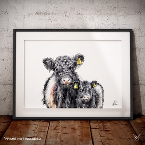 Belted Galloway - Cow Art - Beltie Cow - Oreo Cow - Cow gifts - Farm animal art - Vet gift - Cattle Art - Scottish cow art - Beltie Cattle