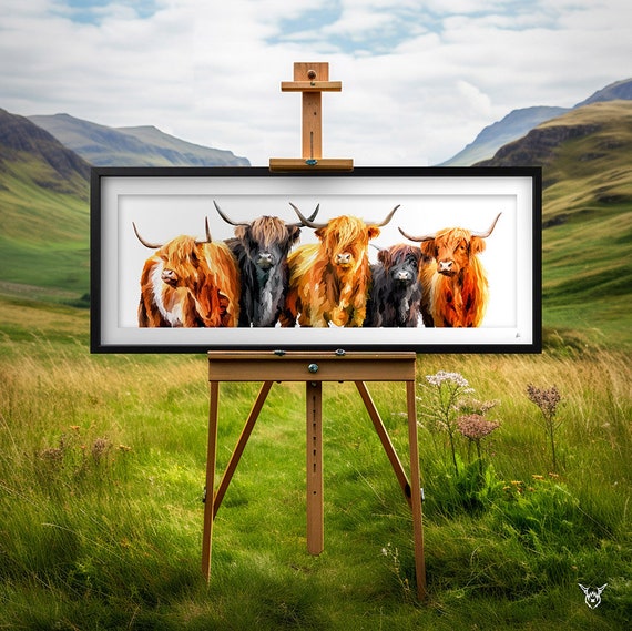 The Highlands - Highland Cow Art Print - Scottish Highland Cow Painting - Highland Cattle Art - Highland Coo Print - Highland Cow Wall Art