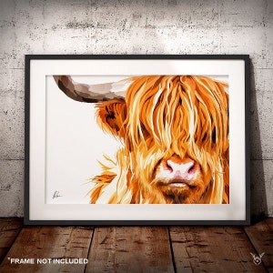 Highland Cow Print - Highland Cow Art - Highland Cow Gift - Hairy Cow - Cow picture - Scottish gifts - Colourful highland cow art - Cow Gift