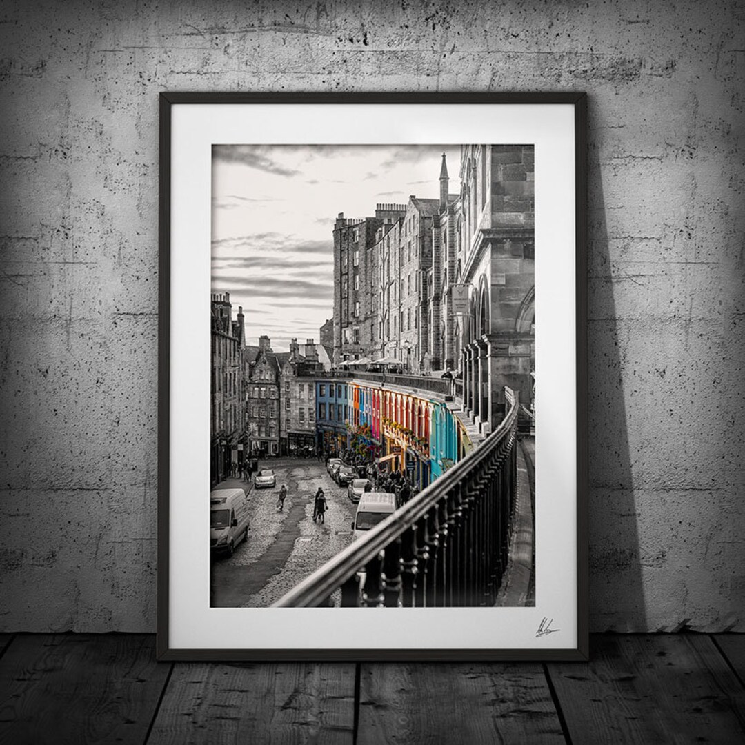 Edinburgh Art Print, Colourful Victoria Street, Scotland Photography