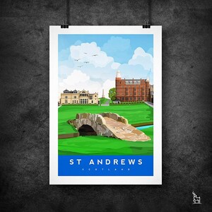 St Andrews Old Course Scotland Travel Art Print | Golf Course Wall Art ...