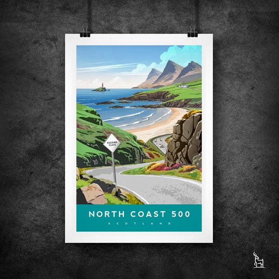 North Coast 500 Art Print - Scotland Travel Poster - NC500 Print