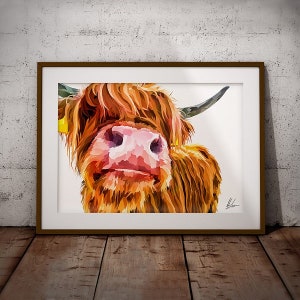 Highland Cow Print Colourful Highland Cow Painting Highland Cow Art print Scottish cow art Highland Cattle Painting Coo art print image 6