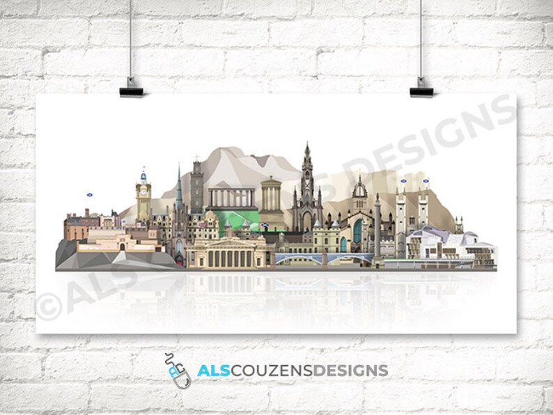 Edinburgh Edinburgh Print Edinburgh Skyline Art Print Etsy