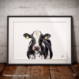 Dairy Cow Art Print - Cow Painting - Cattle Art - Holstein - Friesian Cow - Cow Gifts - Farm Art - Farmhouse decor - Dairy Cow Farm Wall Art