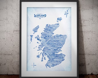 Scotland Map - Scotland Print - Scotland Art - Scotland Map Print - Scotland Gift - Scottish Gift - Travel Art - Scotland Map Art Print
