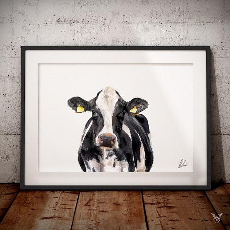 Dairy Cow Art Print Cow Painting Cattle Art Holstein Etsy