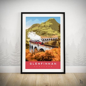 Glenfinnan Viaduct Art Print - Scotland Travel Poster - Scottish Railway Print - Glenfinnan Train Art Print - Scottish Bucket List Print